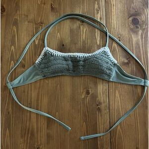 Green crocheted bikini top size small